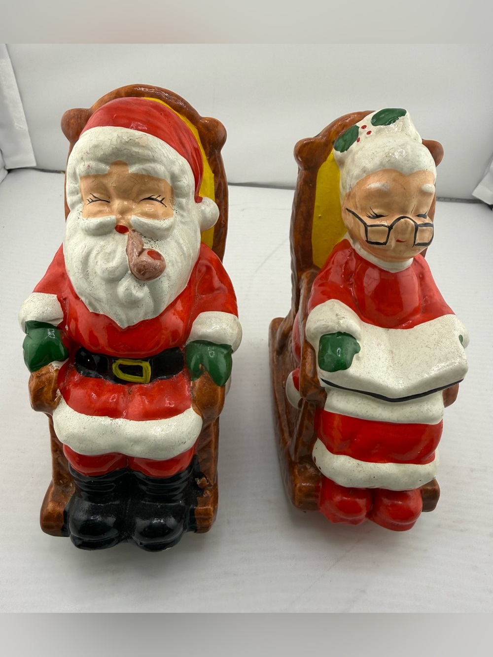 Vintage Christmas Holiday Santa and Mrs. Claus Coin Bank Set